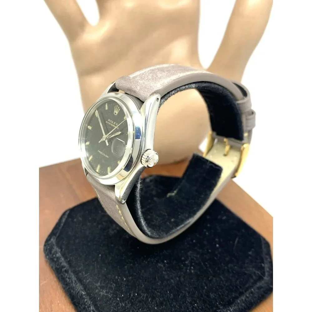 Rolex Oysterdate Watch 6466 Swiss Manual Wind Vintage 1969 Black Dial Date 30mm